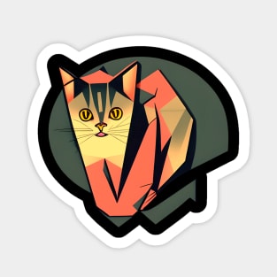 Geometric Cat abstract and colorful vintage tones Sticker